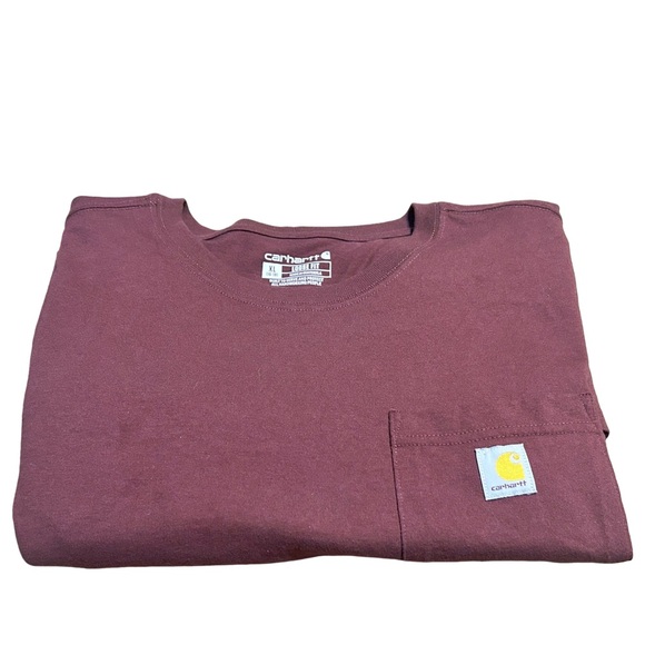 Carhartt K87 Loose Fit Heavyweight Pocket T-Shirt XL Maroon 100% Cotton - Picture 9 of 9